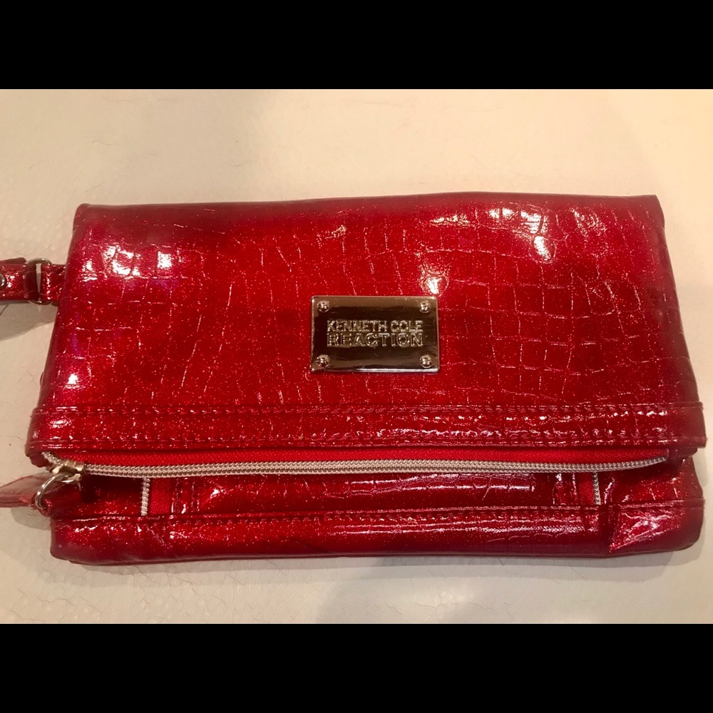 Kenneth Cole Reaction Metallic Red Patent Wristlet